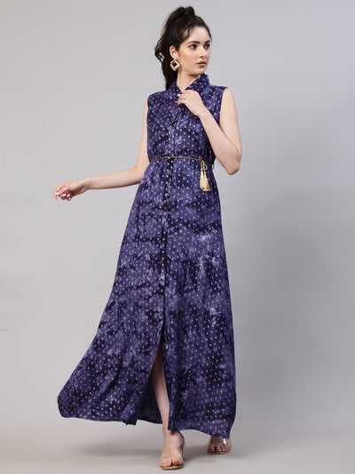 Blue Tie-Dye Maxi Dress