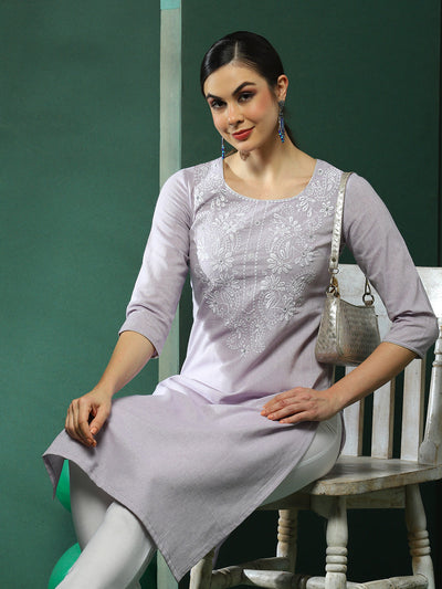 Lavender Embroidered Yoke Kurta